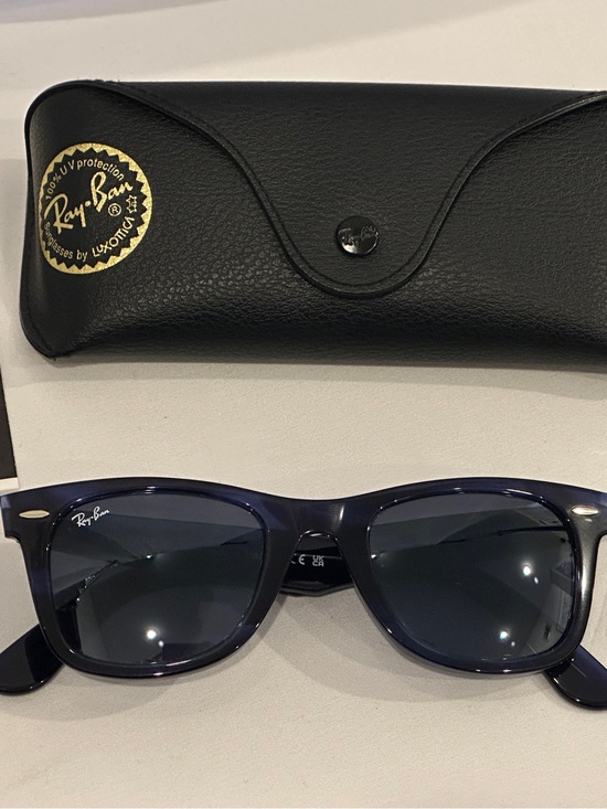 Ray-Ban RB2140 Wayfarer Navy Blue Marbled Frame Sunglasses NWT main image 5